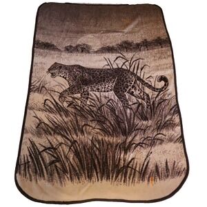 Vintage San Marcos Mexico Blanket Floral‎ Rose Blue Reversible Acrylic 81x55"